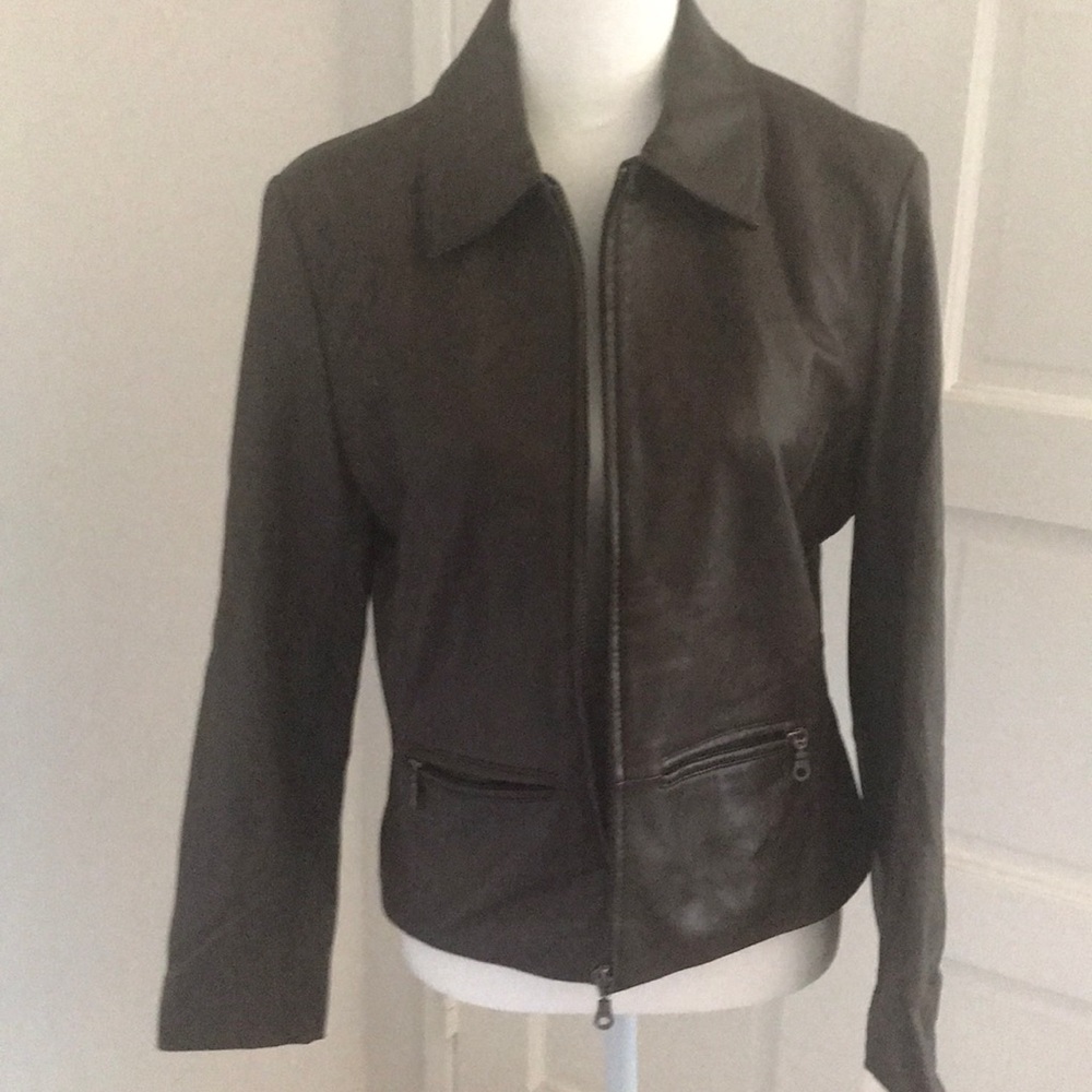 Dark Brown leather Saguaro zip up jacket